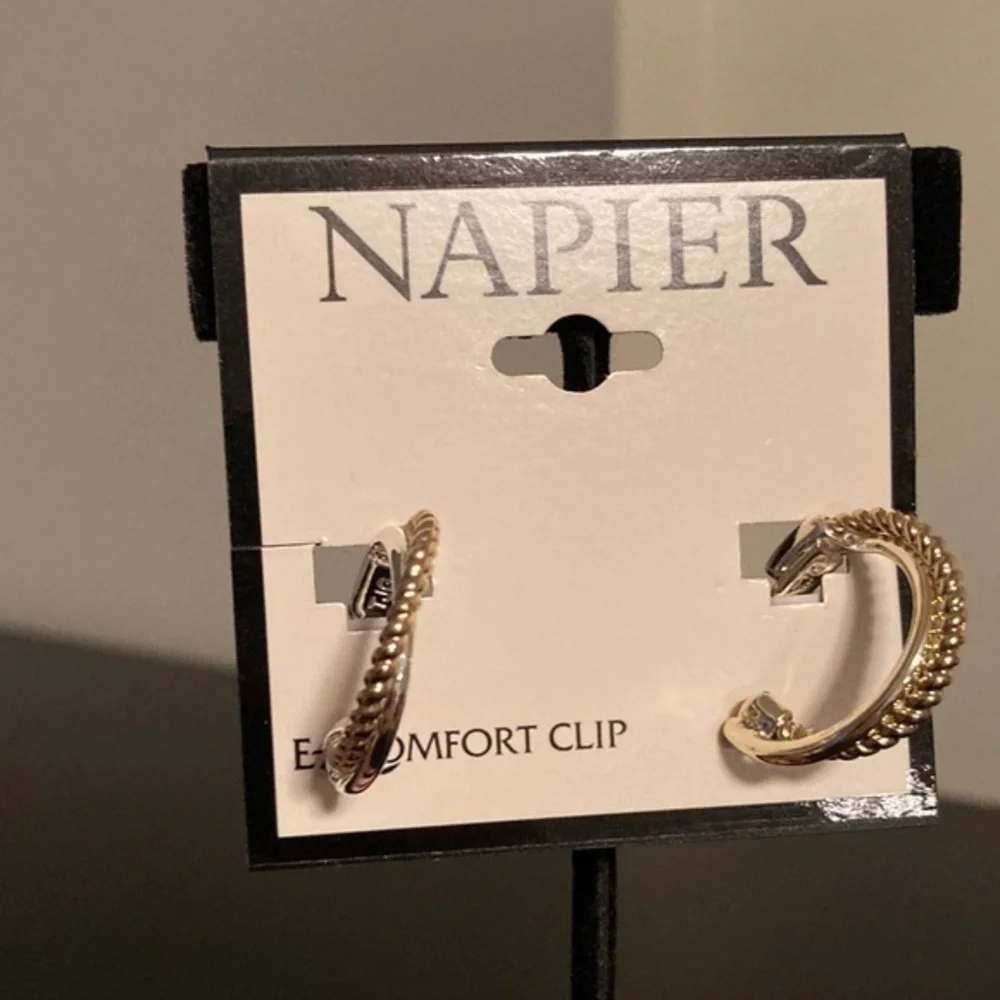 Napier Gold Hoop Earrings clip on